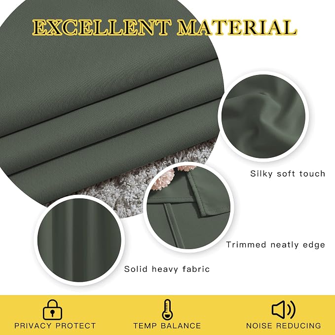 NICETOWN Blackout Curtains for Bedroom, Grommet Solid Thermal Drapes Light - Image 4