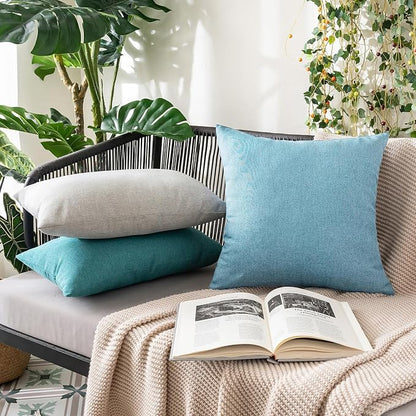 MIULEE Pack of 2 Decorative Outdoor Solid Waterproof Throw Pillow Covers Faux - Image 5