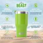 Beast 20 oz Tumbler Stainless Steel Vacuum Insulated Coffee Ice Cup Double Wall Travel Flask (Lemongrass Green)