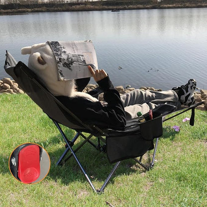 Reclining Camping Chair with Removable Footrest Lounge Chair with Headrest - Image 2