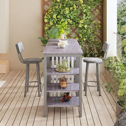 AWQM 3-Piece Bar Table and Chairs Set, Modern Glay Table - Image 6