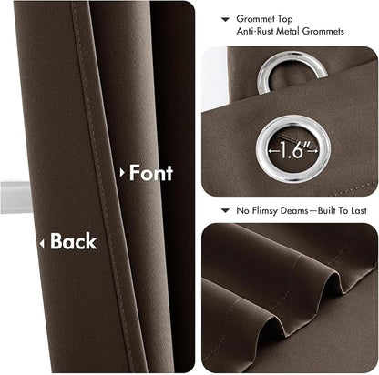 MIULEE Blackout Curtains for Bedroom 2 Panels 40"x63" Long Chocolate Brown | - Image 4