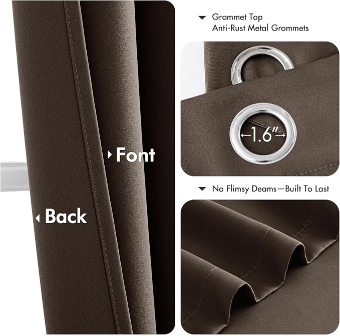 MIULEE Blackout Curtains for Bedroom 2 Panels 40"x84" Long Chocolate Brown | - Image 4