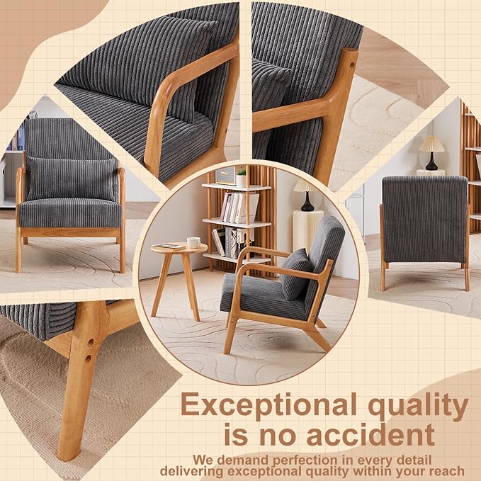 Beige Midcentury Modern Accent Chair - Image 7