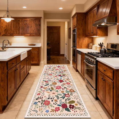 Washable Beige Red 2'6" x 8' Runners - Image 3