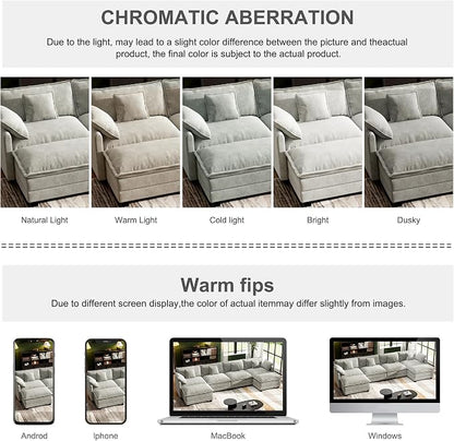 146" Cloud Couch Sectional, U Shaped Modular Sectional Sofa, 4-Seat Deep Seat - Image 7