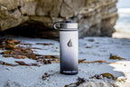 HYDRO CELL Stainless Steel Insulated Water Bottle with Straw - For Cold & Hot Drinks - Metal Vacuum Flask with Screw Cap and Modern Leakproof Sport Thermos for Adults (Black/White 18oz)