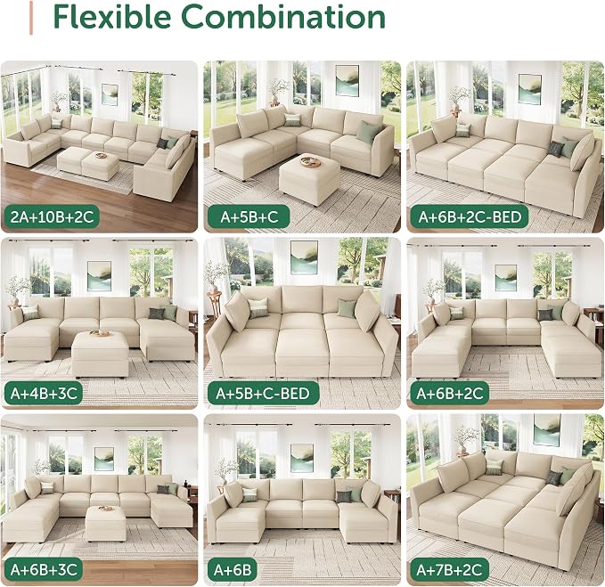 HONBAY Modular Sectional Sofa Sleeper Couch - Image 4
