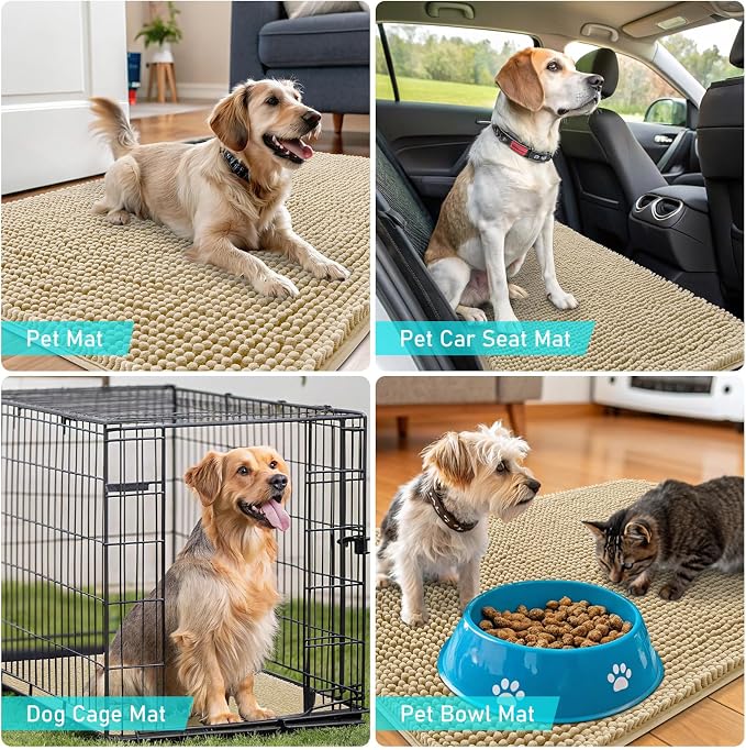 OLANLY Dog Door Mat for Muddy Paws 70x24, Super Absorbent Chenille Mud Mat | - Image 7