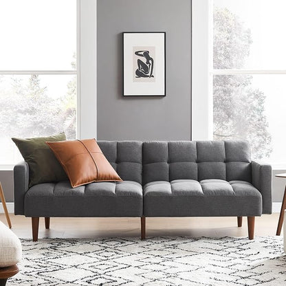 mopio Aaron 76.8" Couch, Small Futon Sofa Bed, Mid Century Modern Futon Couch - Image 3