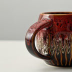 20oz Raku Glaze Coffee Mug - Unique Handcrafted Look Ceramic Cup, Large Tea Mug, Microwave & Dishwasher Safe (red)