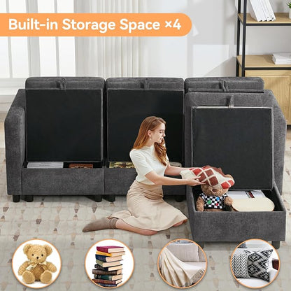 WUTUTUEE 83”Modular Convertible L Shaped Couch Set - Image 4