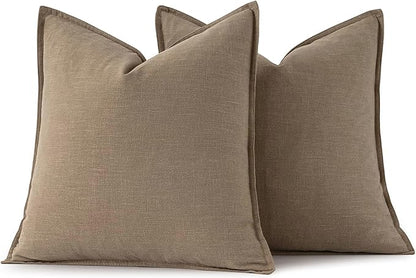 MIULEE Decorative Linen Euro Sham Pillow Covers 28x28 Inch Khaki | Boho - Image 6