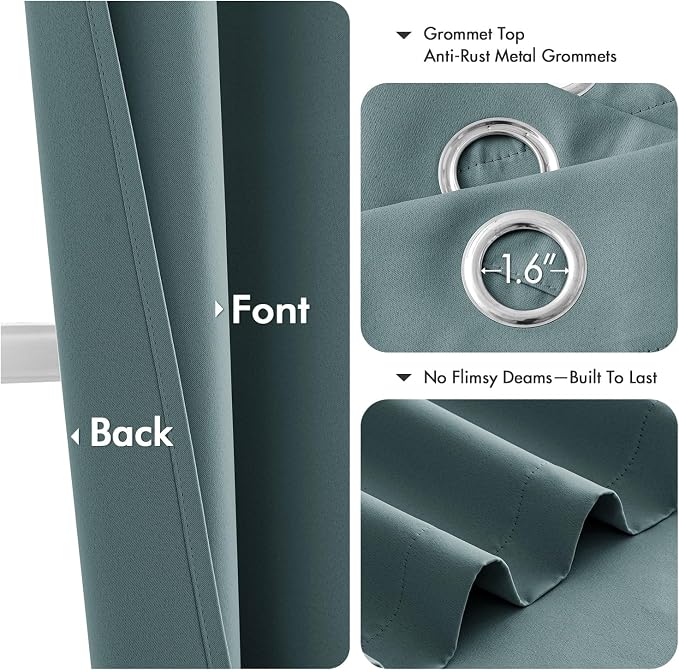 MIULEE Blackout Curtains for Bedroom 2 Panels 40 x 45 Inch Long Dusty Blue | - Image 4