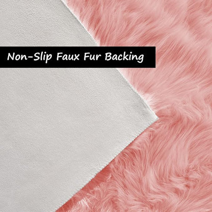 Goolela Pink Area Rug 5x8 Fluffy Fuzzy Furry Carpet - Image 4