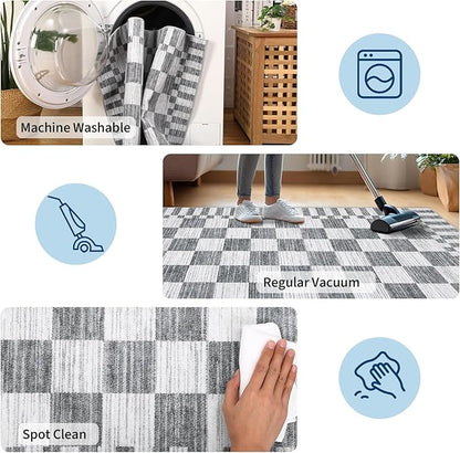 GarveeHome 9x12 Area Rugs for Living Room Washable Checkered Rug Bedroom | - Image 8