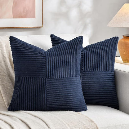 Fancy Homi 2 Packs Navy Blue Big Decorative Throw Pillow Covers 24x24 Inch by Fancy+Homi