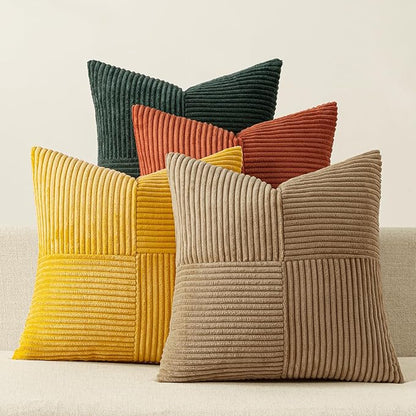 MIULEE Fall Green Rust Throw Pillow Covers 20x20 Inch Set of 4 Boho Farmhouse by MIULEE