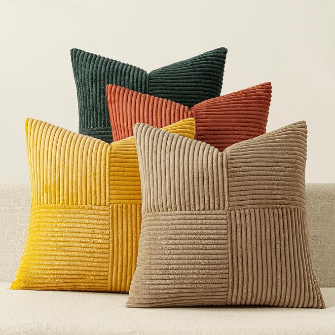 MIULEE Fall Green Rust Throw Pillow Covers 18x18 Inch Set of 4 Boho Farmhouse by MIULEE