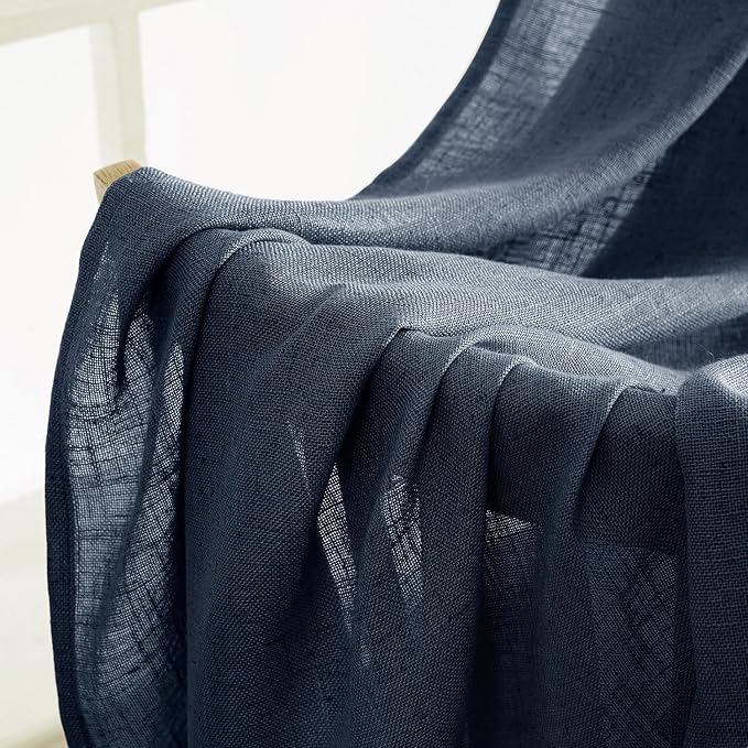 MIULEE Navy Blue Linen Curtains 52x72 Inch 2 Panels - Image 6