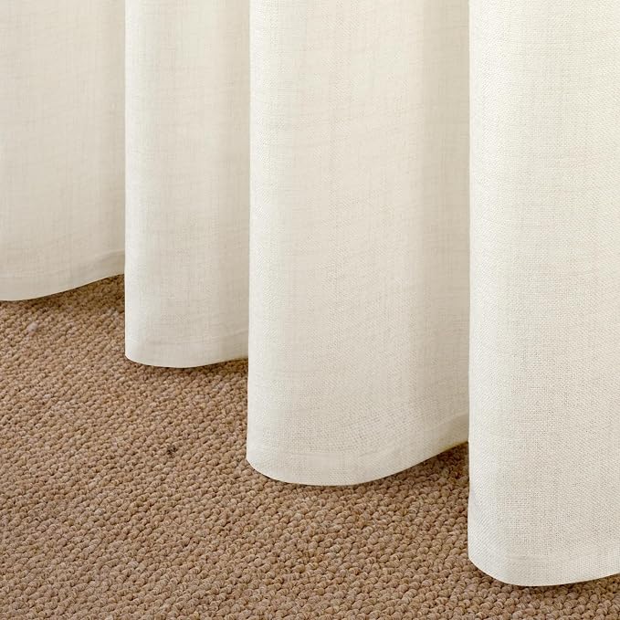 YoungsTex Ivory Linen Semi Sheer Curtains 78 Inch Length - Image 5