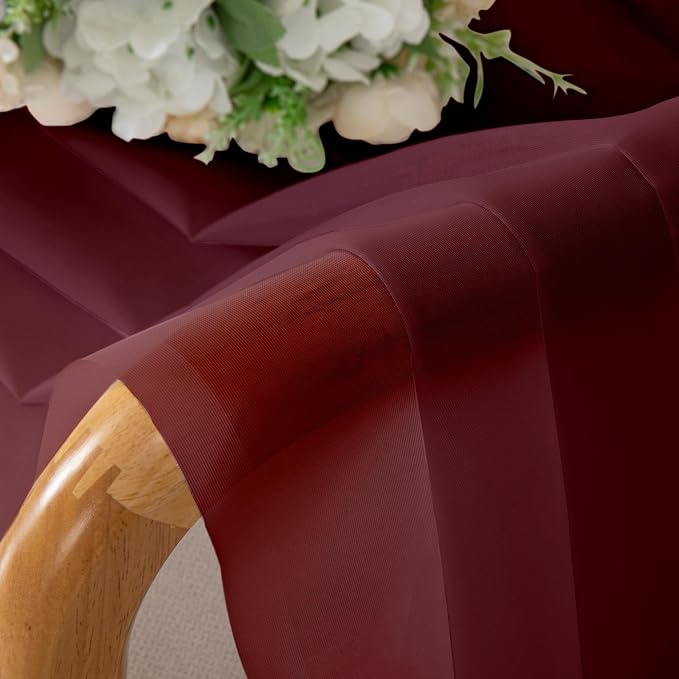 Simplebrand Burgundy Red Sheer Curtains 96 Inches Long, Light Filtering Rod - Image 6