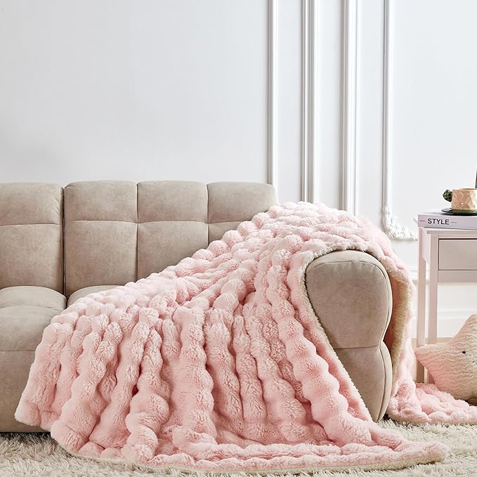 50x60 Inches Ultra-Soft Fuzzy Faux Fur Plush Throw Blanket - Image 2