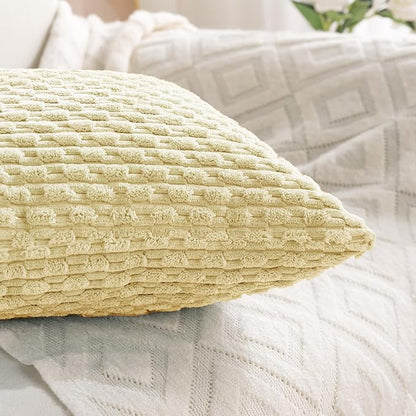 Set of 4 Pale Yellow Decorative Throw Pillow Covers 20x20 Inch Corduroy Pillow - Image 6