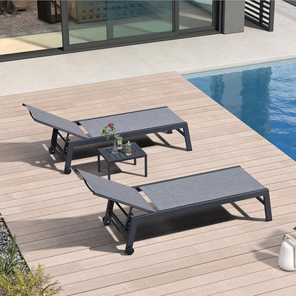 PURPLE LEAF Outdoor Chaise Lounge Set of 2 Aluminum Patio Lounge Chair by PURPLELEAF