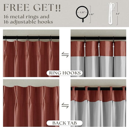 Terracotta Linen 100% Black Out 120 Inch Curtains - Image 6