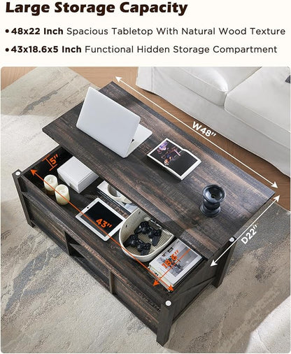OKD 48" Farmhouse Lift Top Coffee Table - Image 4