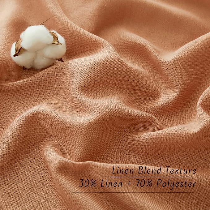 NICETOWN Burnt Orange Short Linen Curtains - Image 4