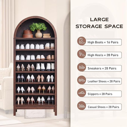 IFGET 71" Tall Arched Bookshelf, 7 Tiers Arch Bookcase - Image 4
