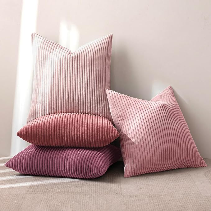 MIULEE Soft Corduroy Decorative Throw Pillow Covers Purple Pink 18x18 | Set of 4 - Image 7