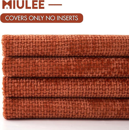 MIULEE Decorative Chenille Fall Pillow Covers Burnt Orange 16x16 Pack of 4 | - Image 6