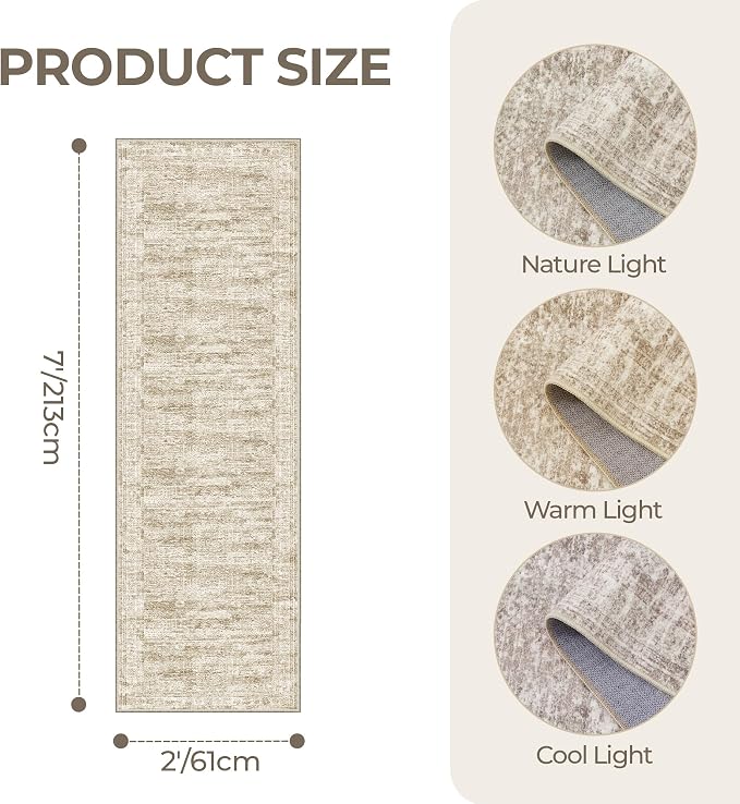 2x7 Runner Rug Non Slip, Washable Hallway Runner Rug, Nursery Room, Soft Runner - Image 2