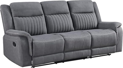Lexicon Manual Double Reclining Sofa, Polished Microfiber Upholstered 3 Seater - Image 7