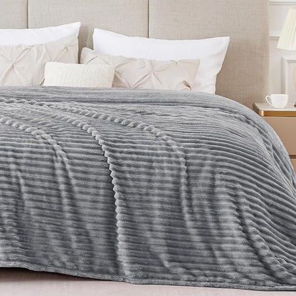 BEDELITE 3D Ribbed Jacquard Grey King Size Blankets by BEDELITE