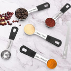 Measuring Cups & Spoons Set of 18 - Wildone Stainless Steel Nesting Measuring Cups 8 Piece and 9 Measuring Spoons, 1 Leveler, Ideal for Dry and Liquid Ingredients (Black)