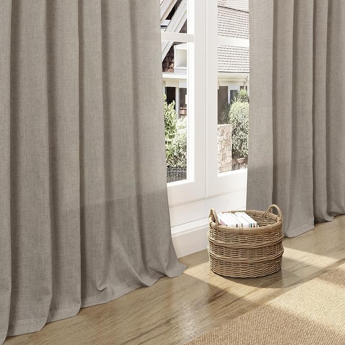 108 Inch Long Curtains for Living Room Grey Beige Linen Simple Modern Light - Image 5