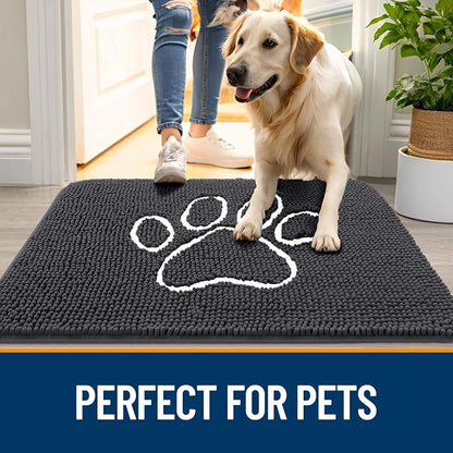 OLANLY Dog Door Mat for Muddy Paws 70x24, Paw Print Design Chenille Mud Mat | - Image 6