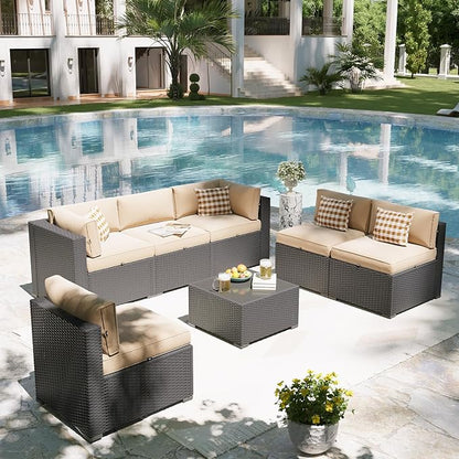 Aoxun Patio Furniture Set, 7 Piece Outdoor Sectional Sofas - Image 5