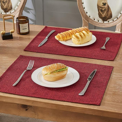 BALCONY & FALCON Placemats Set of 4 Faux Linen Cloth Place Mats Washable - Image 6