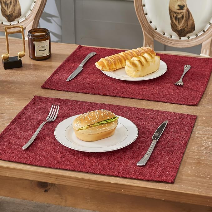 BALCONY & FALCON Placemats Set of 6 Faux Linen Cloth Place Mats Washable - Image 6