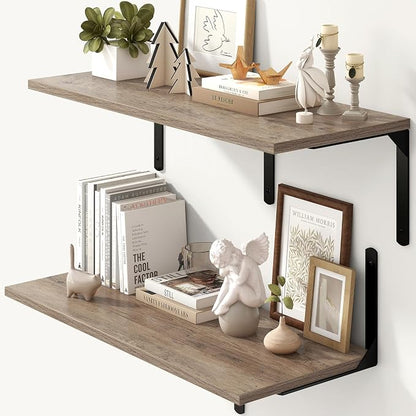 Fun Memories Floating Shelves for Wall, 12 Inch Deep Floating Shelves Set of 2 by FunMemories