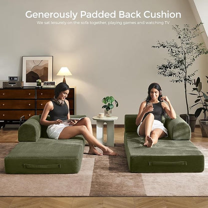 79" Convertible Sofa Bed with Fixed-Shape Frame & Removable Armrests, Modular - Image 2