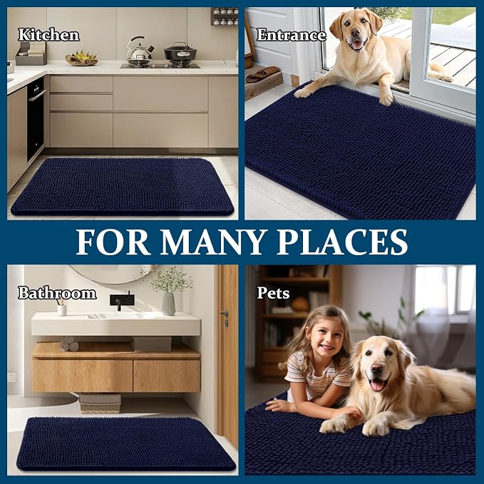 OLANLY Dog Door Mat for Muddy Paws 47x20, Super Absorbent Chenille Mud Mat | - Image 8