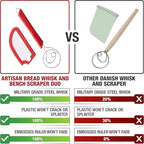 Artisan Bread Whisk and Bench Scraper Duo - Essential Dough Mixer Tools - Sourdough Bread Baking Supplies