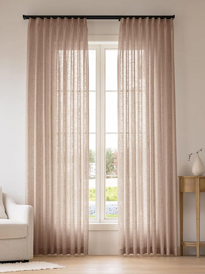 Liz Pinch Pleated Linen Curtains Light Filtering Curtains by THREEGIRLSHOME