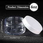 Patelai 4 Pieces Round Wide-mouth Leak Proof Plastic Container Jars with Lids for Travel Storage Makeup Beauty Products Face Creams Oils Salves Ointments DIY Making(4 Ounce,White)